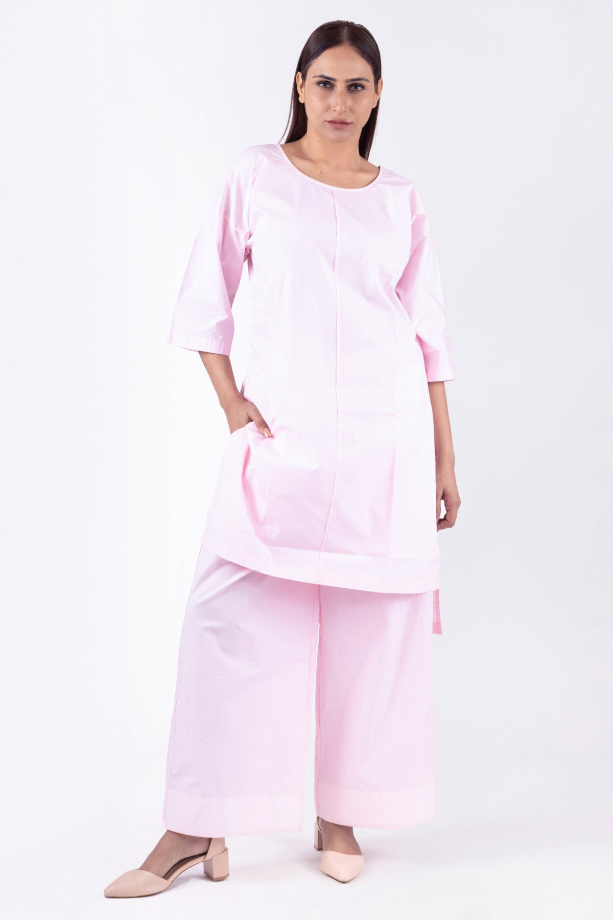 Buy Designer Pink Round Neck Top & Pants Online