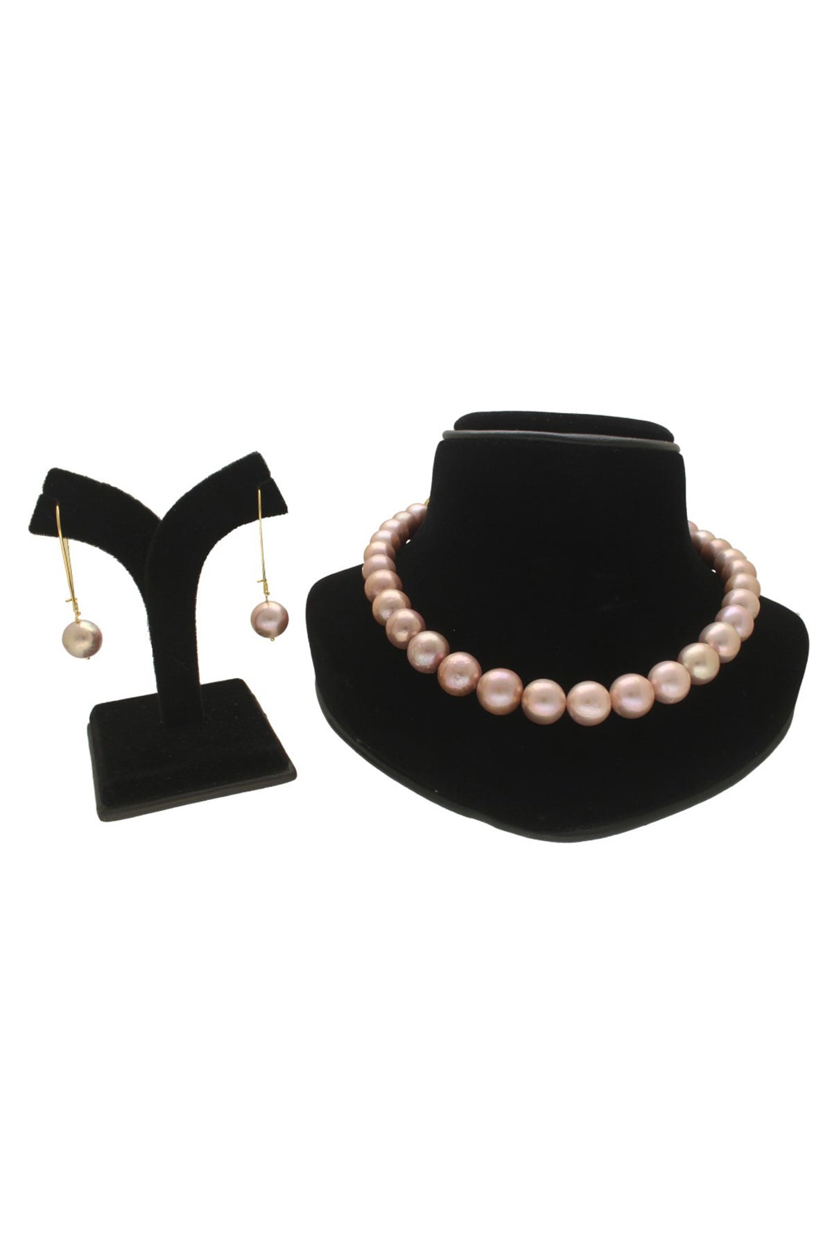 Pink Round Pearl Necklace Set