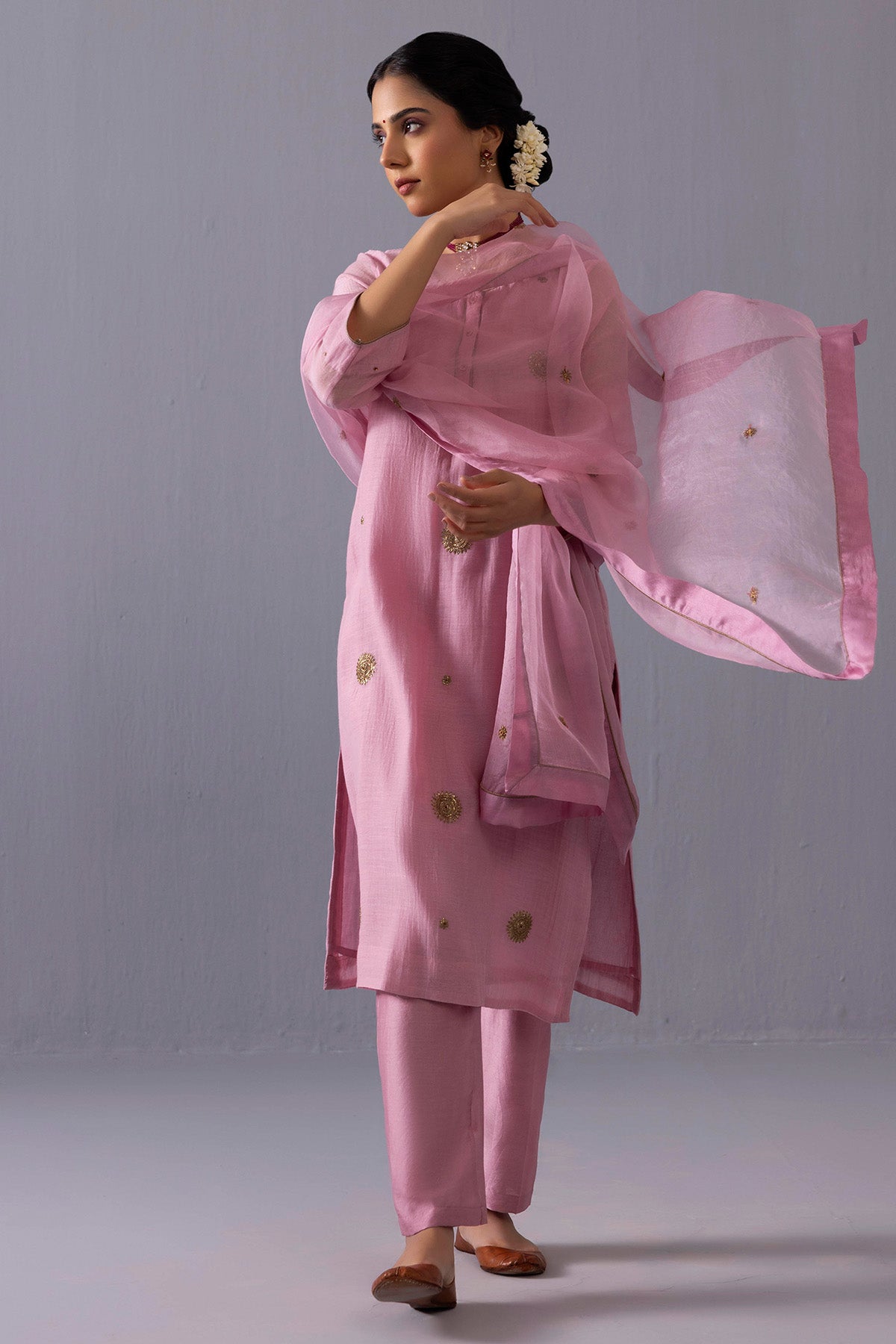 Pink Round Sequins Kurta Set
