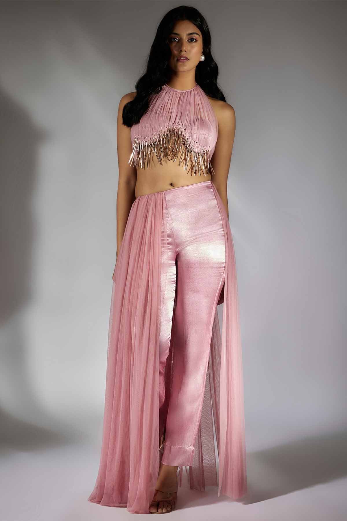 Buy Pink Ruched Top & Pants by Masumi Mewawalla for women online at ScrollnShops