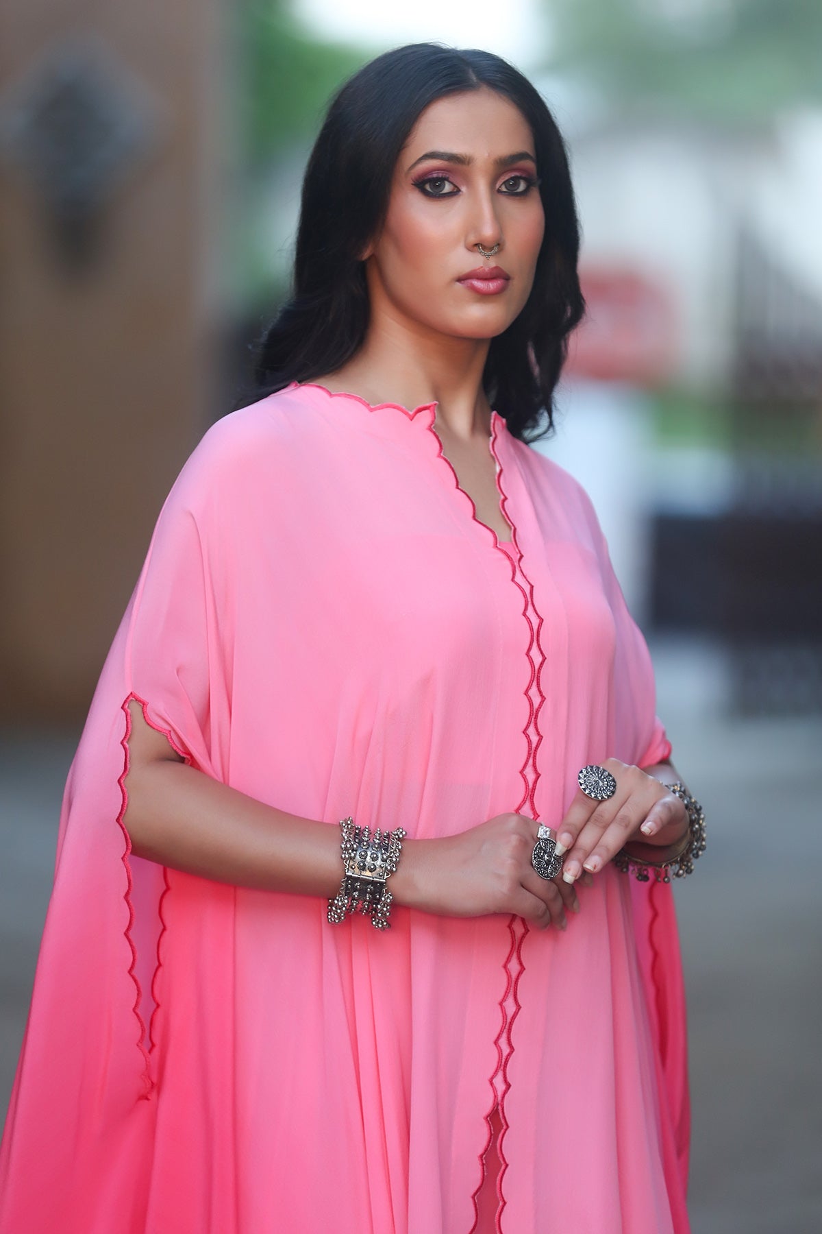 Pink Scalloped Kaftan & Palazzo