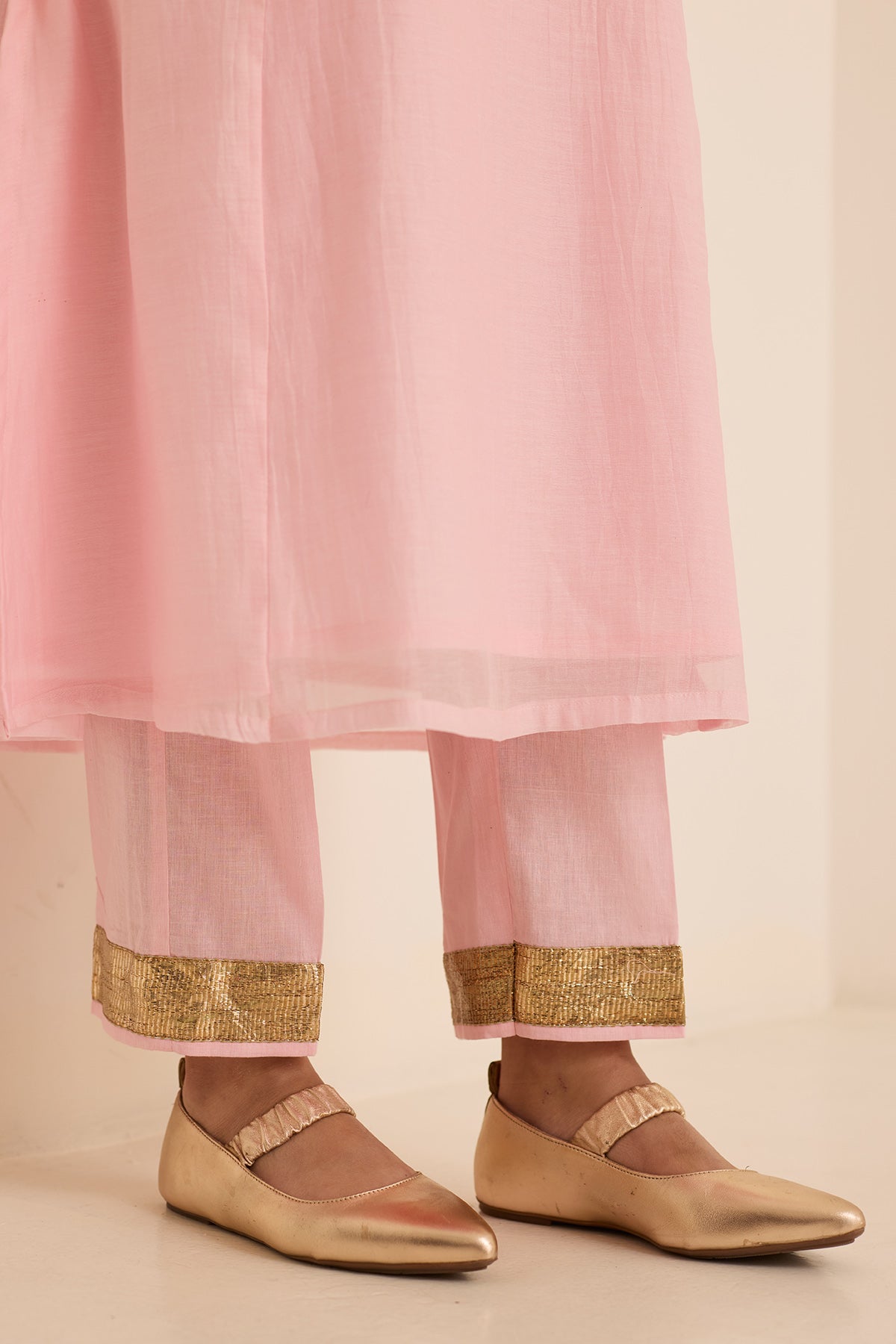 Pink Sequin Chanderi Kurta Set
