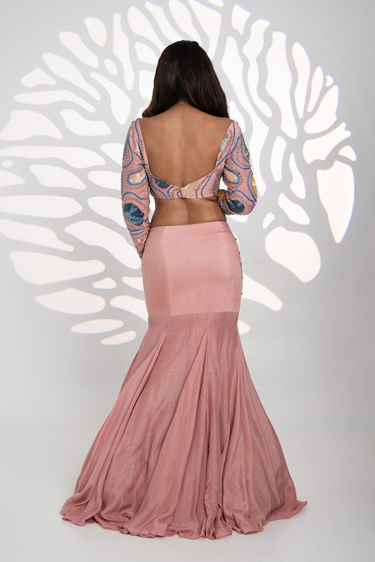 Pink Sequins Bead Lehenga Set