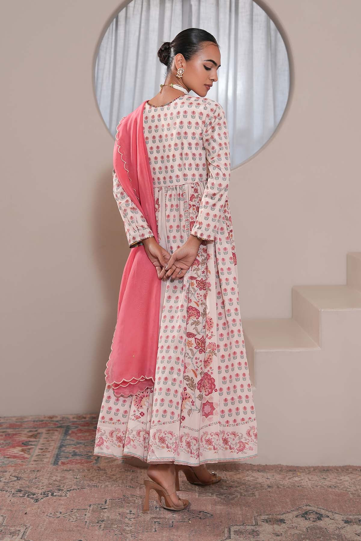 Pink Sequins Embroidered Dupatta