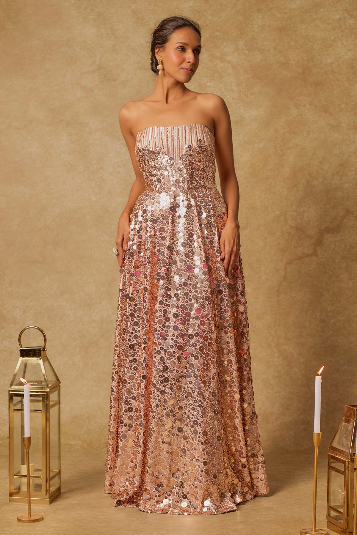 Buy Pink Sequins Embroidered Gown by Masumi Mewawalla for women online at ScrollnShops