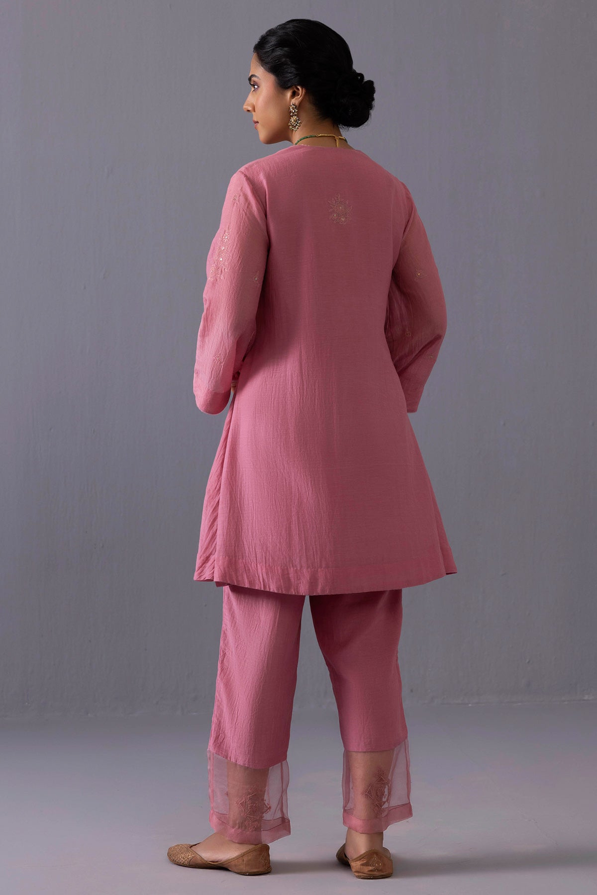 Pink Sequins Floral Kurta Set