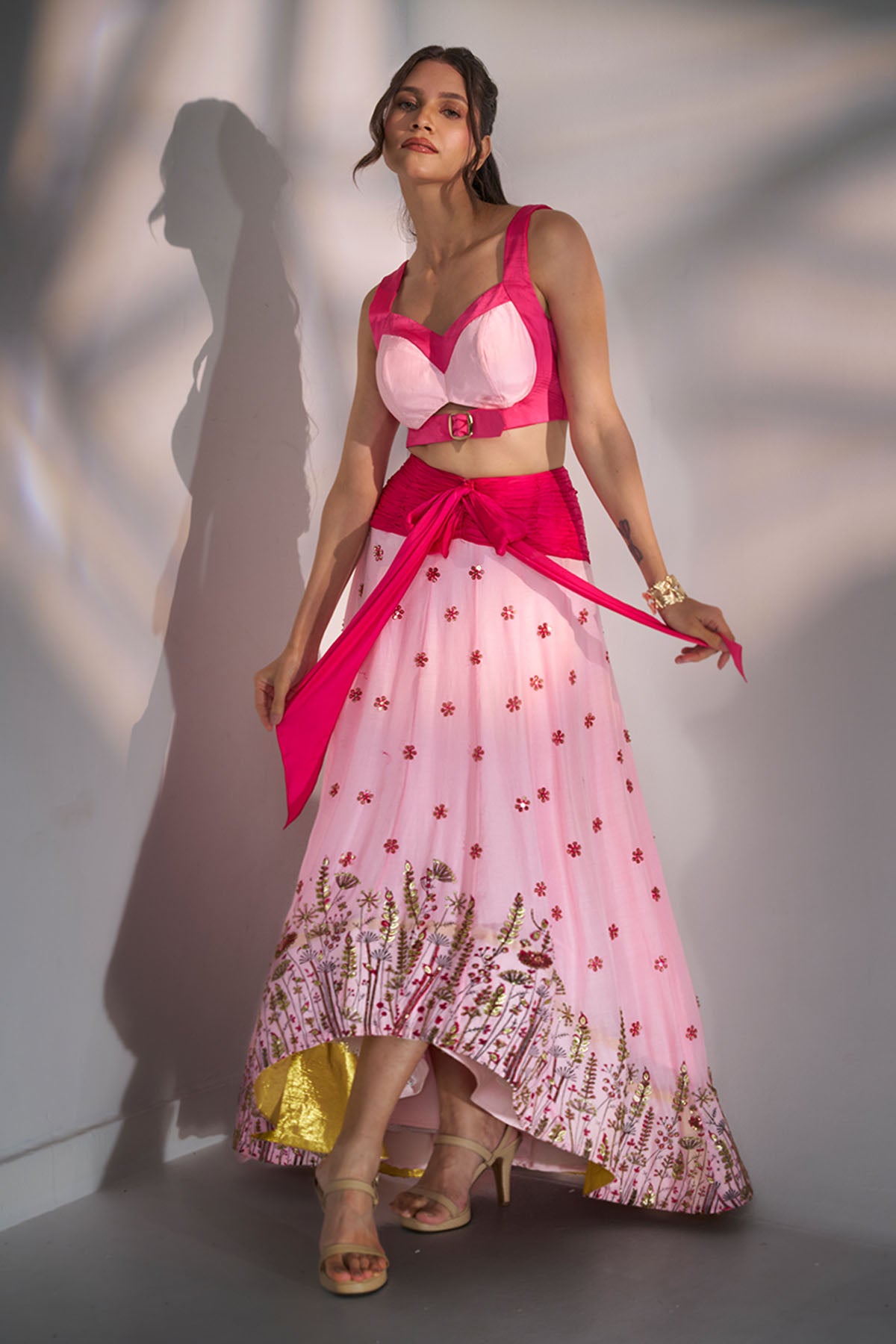 Pink Sequins Indo-Western Set