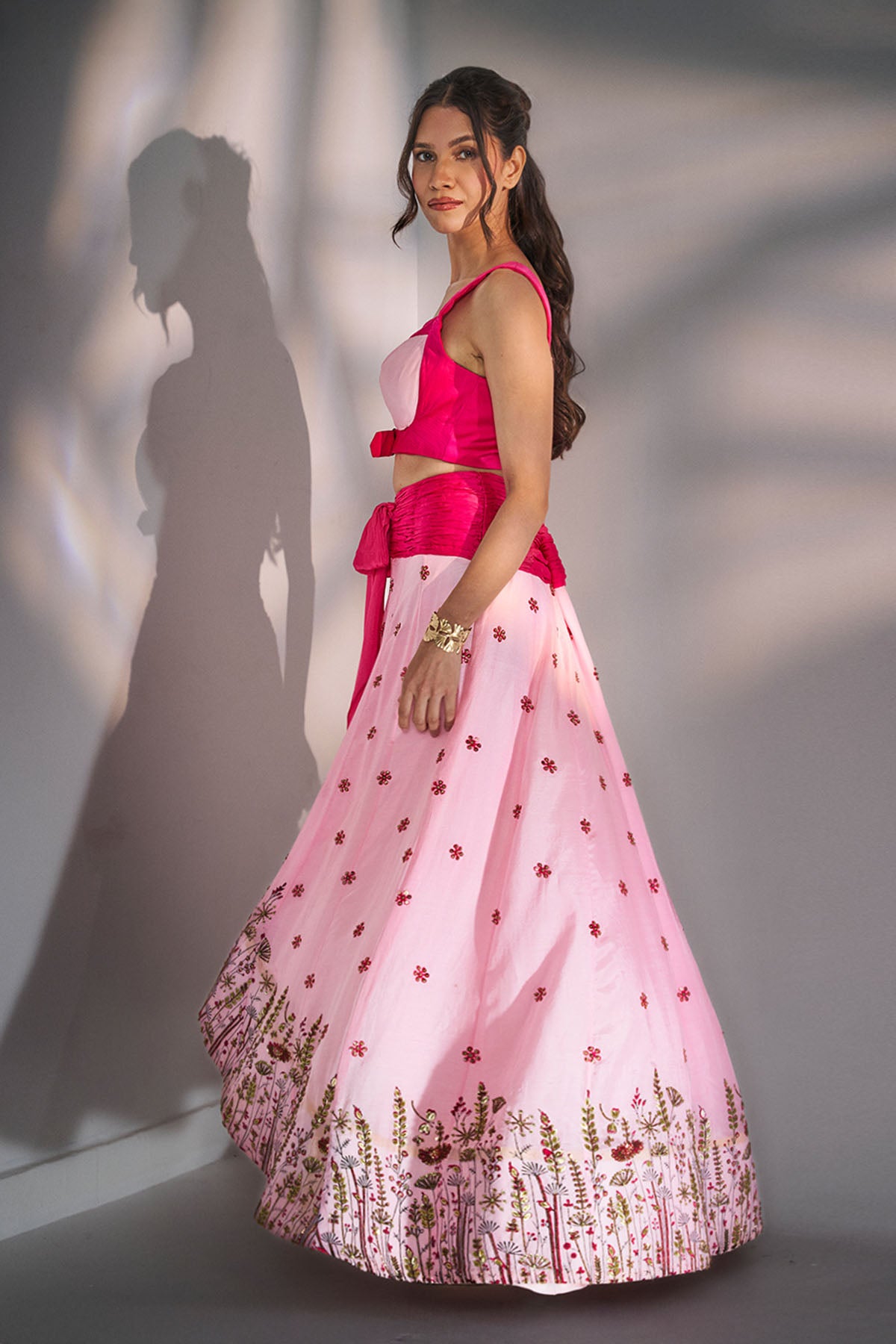 Pink Sequins Indo-Western Set