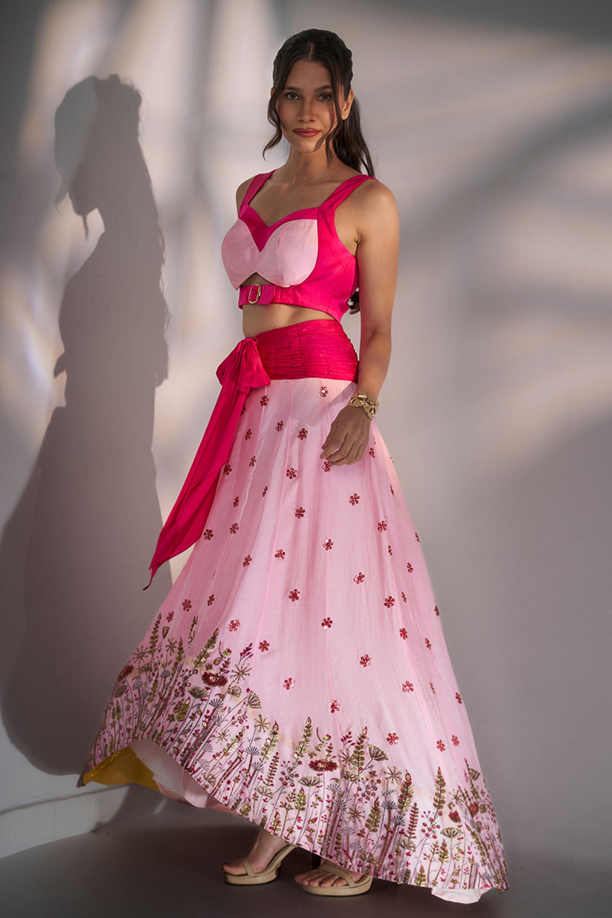 Pink Sequins Indo-Western Set