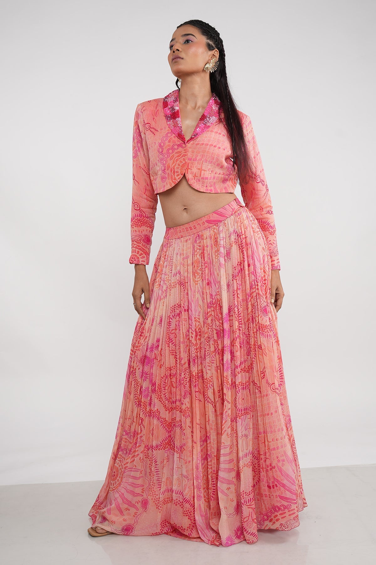 Buy Pink Sequins Organza Lehenga Set by Demira for women online at ScrollnShops