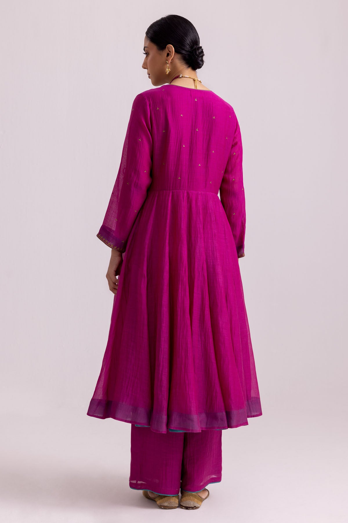 Pink Sequins Work Anarkali Set