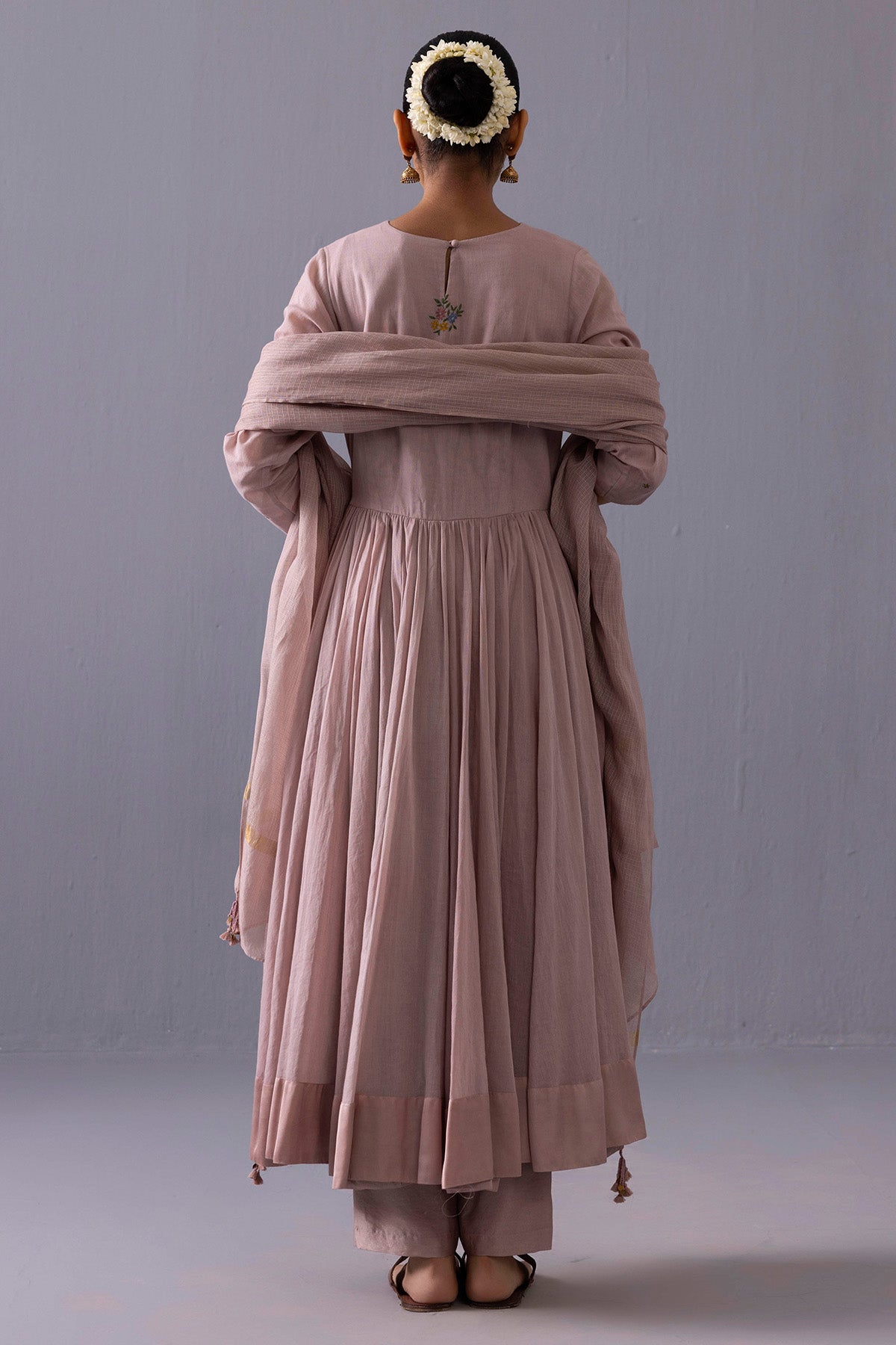 Pink Flared Anarkali Set