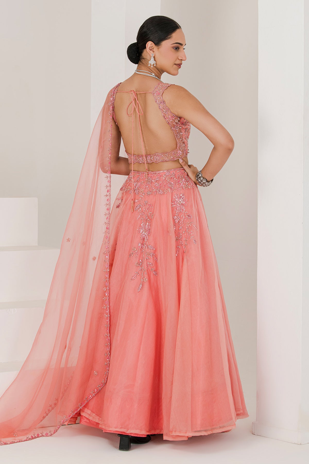 Pink Sequins Work Lehenga Set