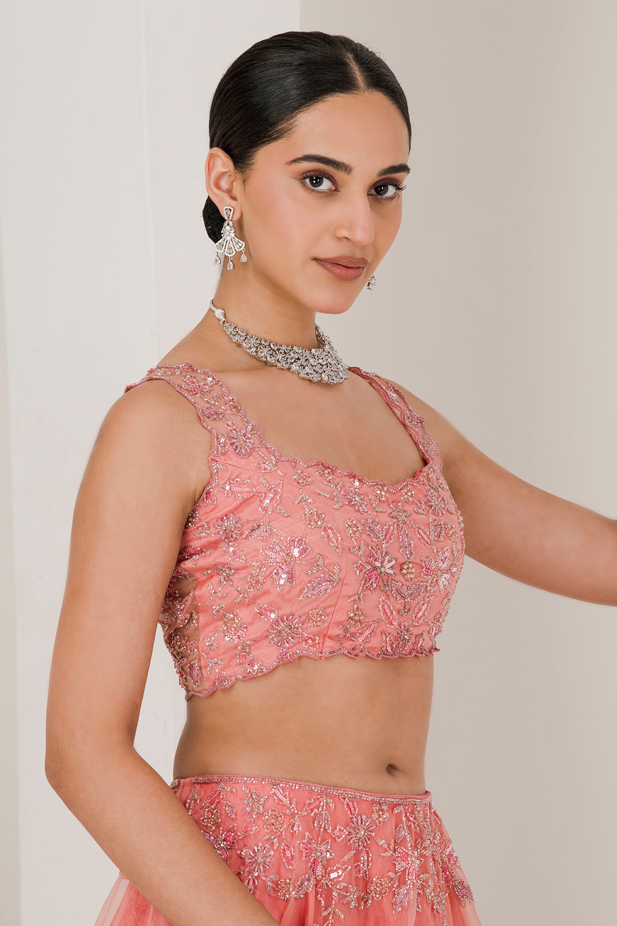 Pink Sequins Work Lehenga Set