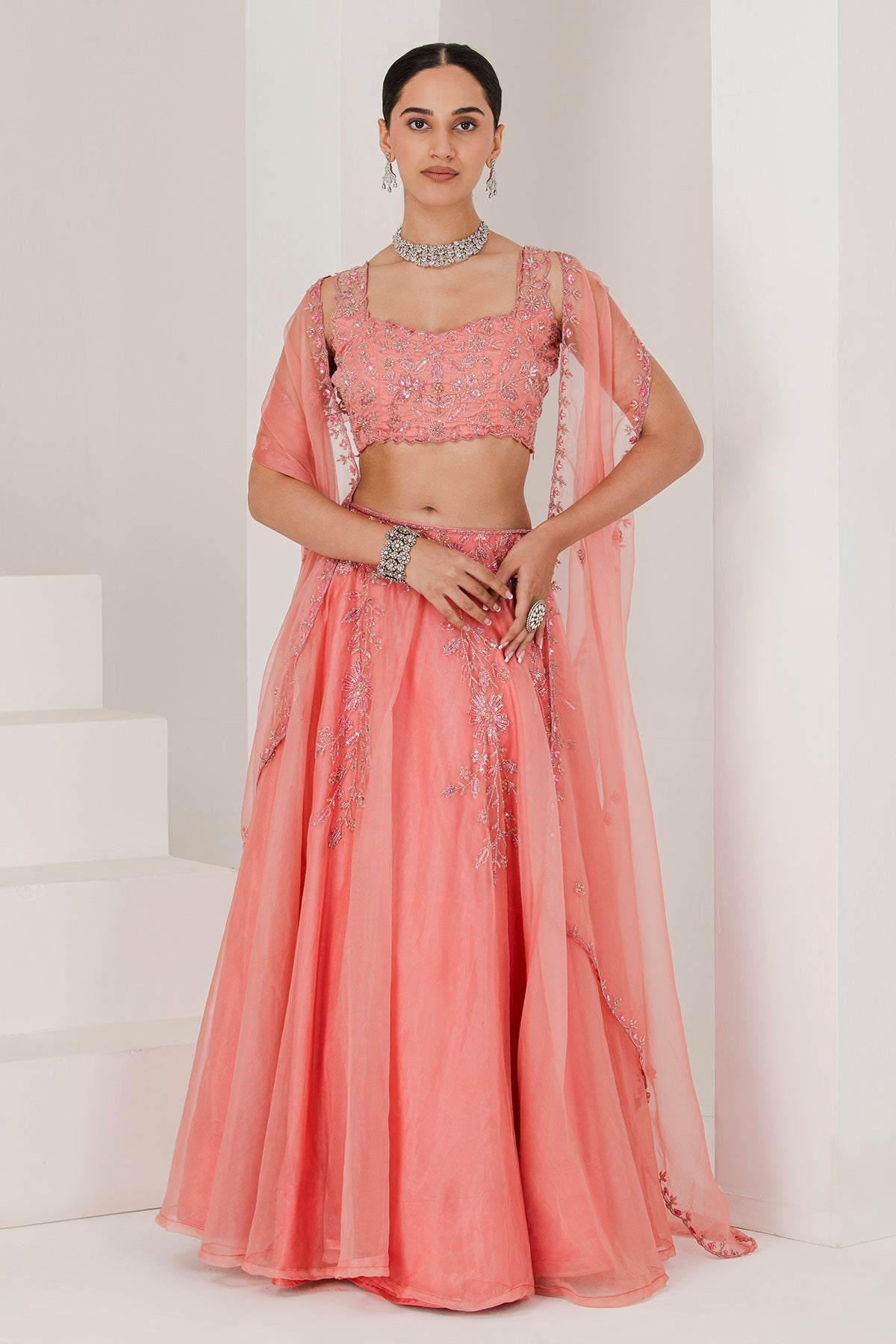 Buy Pink Sequins Work Lehenga Set by The Maive for women online at ScrollnShops