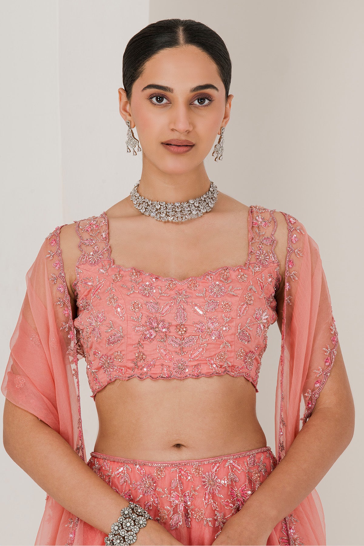 Pink Sequins Work Lehenga Set