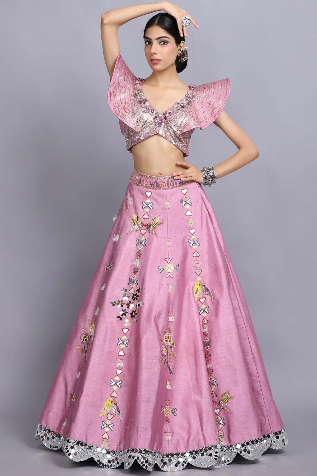 Buy Arpita SulakshanaPink Sheesha Lehenga Set