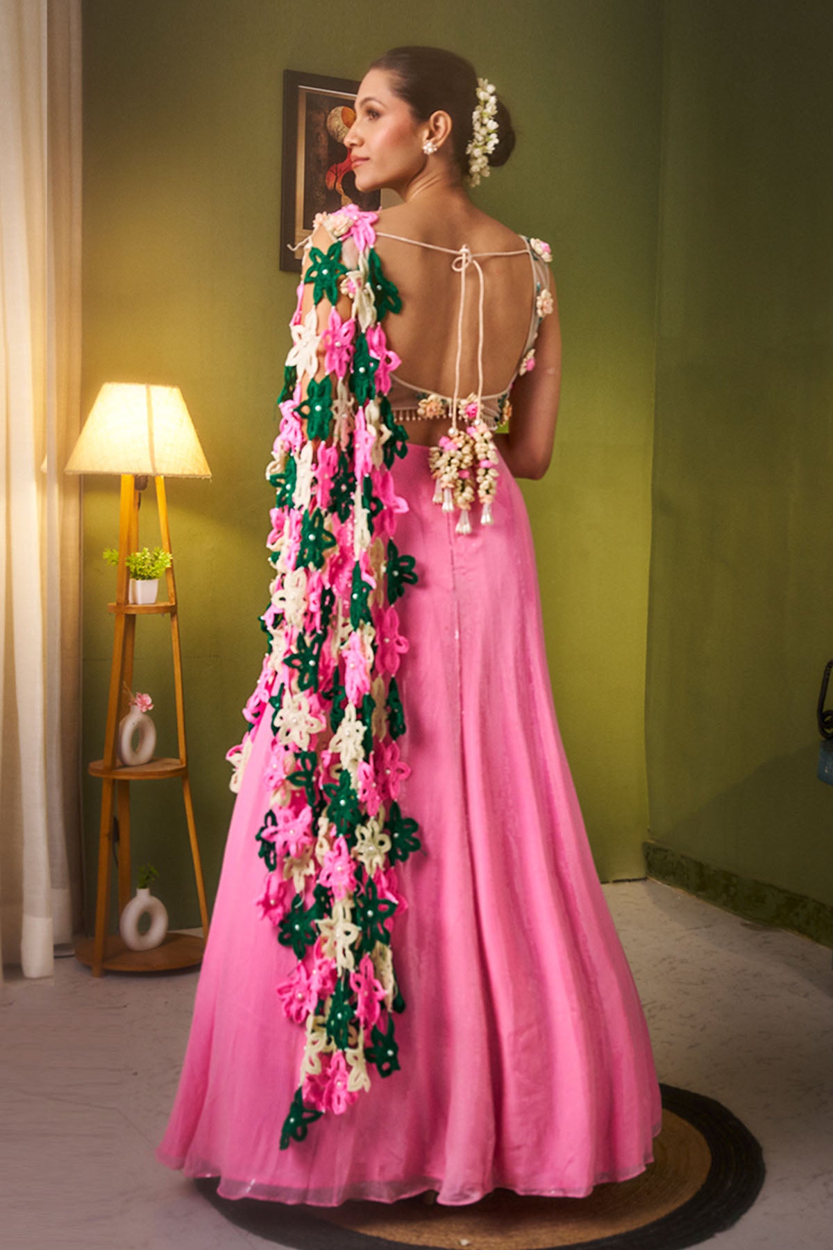 Pink Shimmer Georgette Lehenga