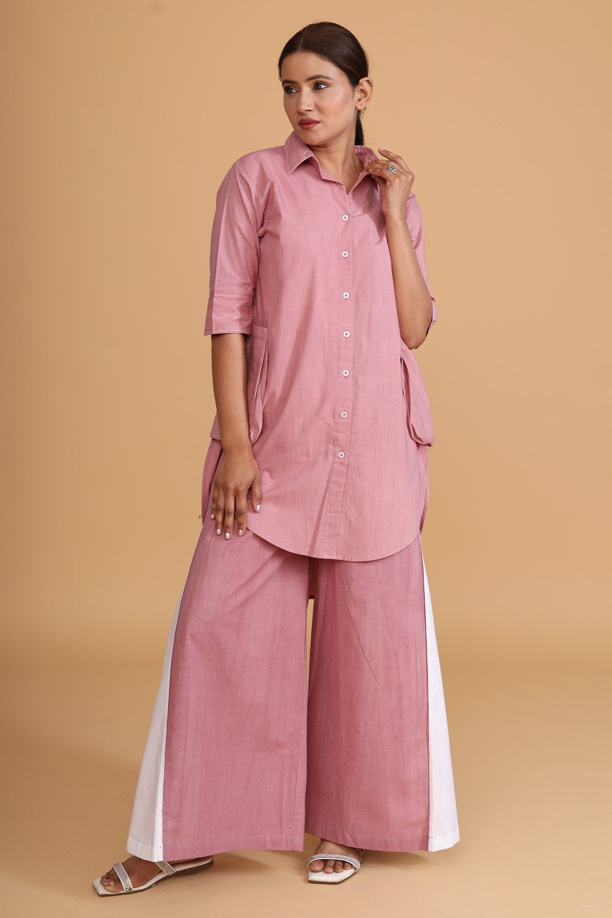 Pink Short Shirt Pocket Tunic - Effortless Style at ScrollnShops
