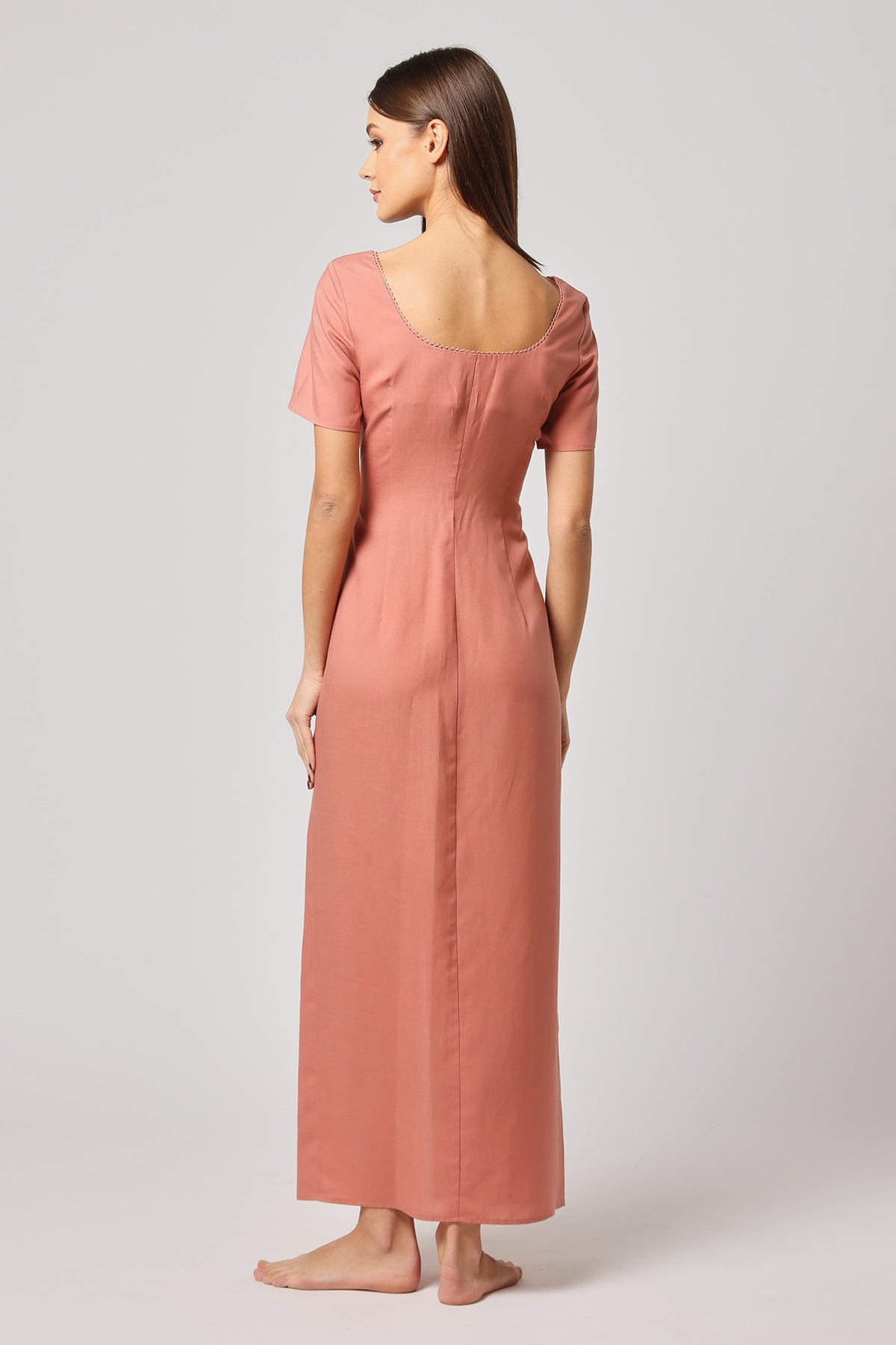 Pink Short Sleeves A-Line Dress