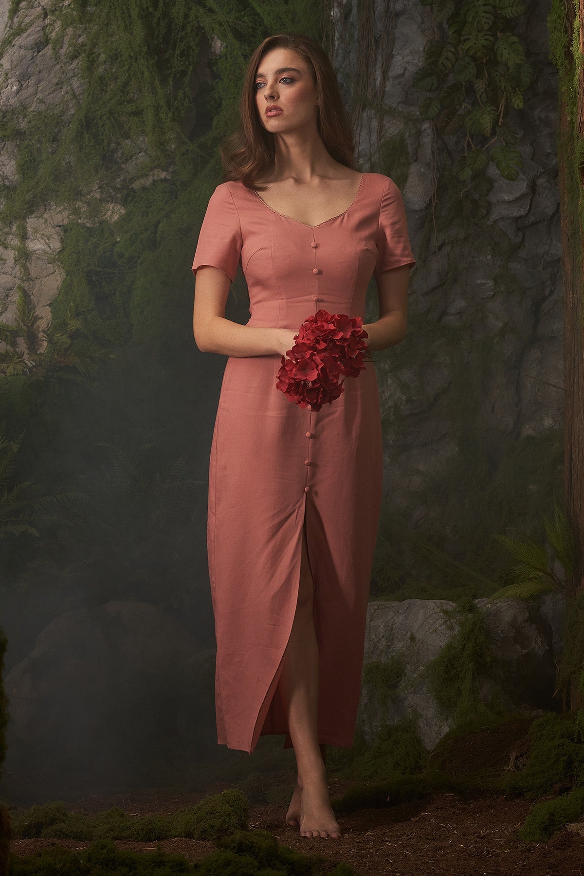 Buy Pink Short Sleeves A-Line Dress by Ashita Fernandes for Women online at ScrollnShops