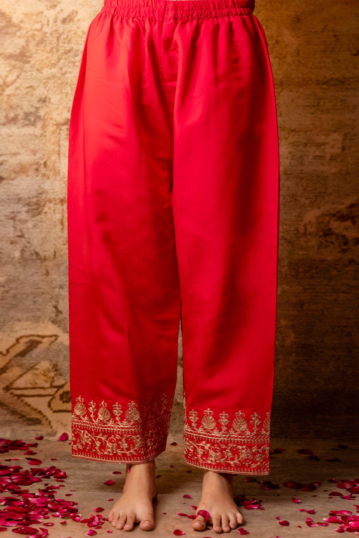 Pink Silk Blend Vneck Kurta Set