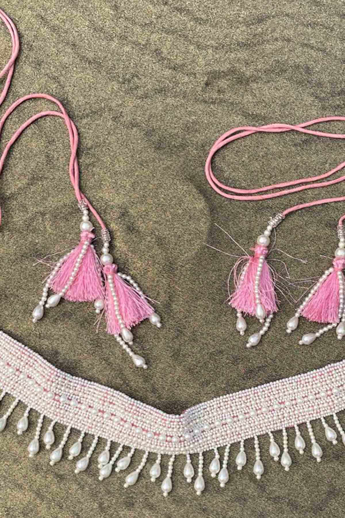 Pink Silk Embroidered Belt