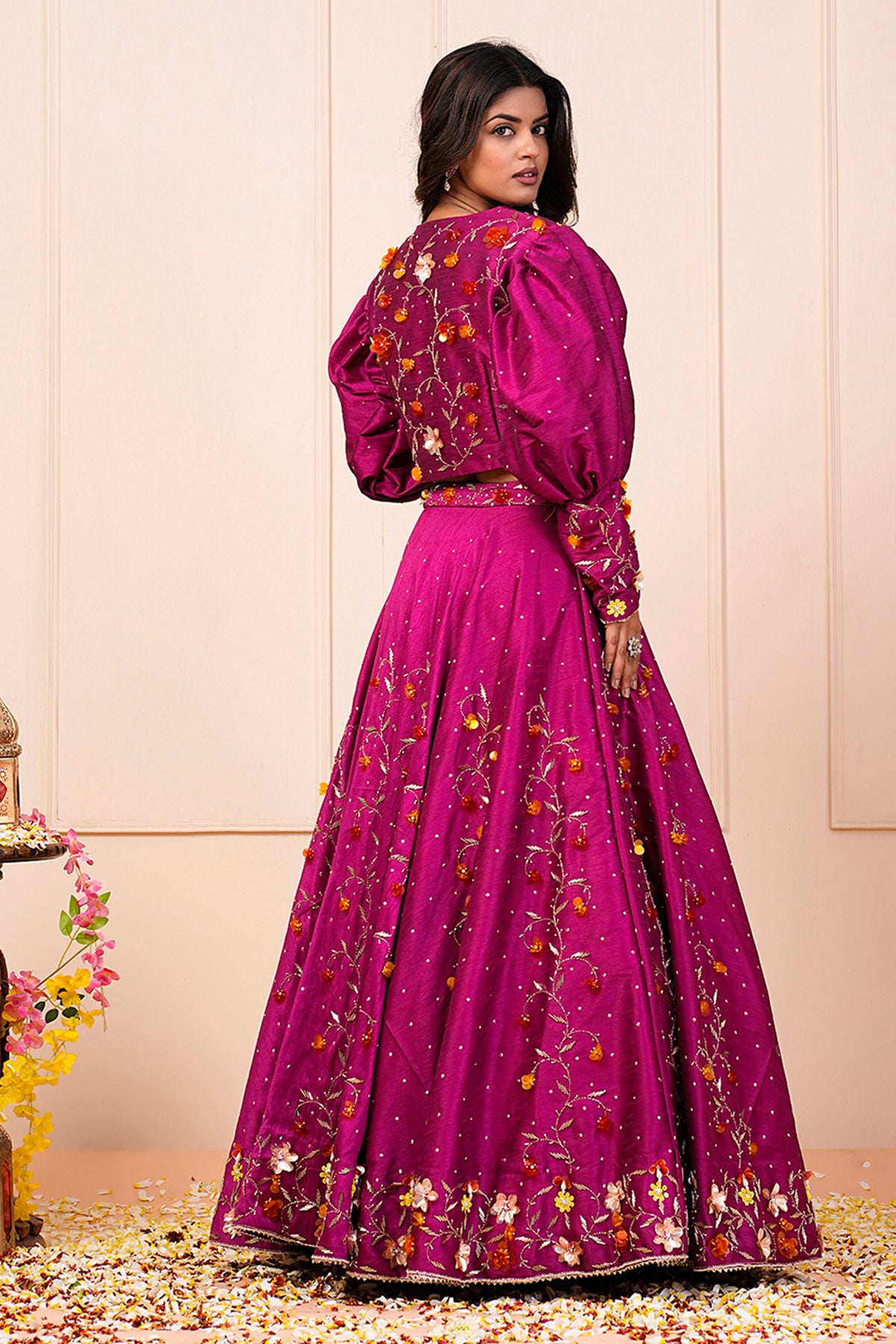 Pink Silk Handwork Lehenga Set