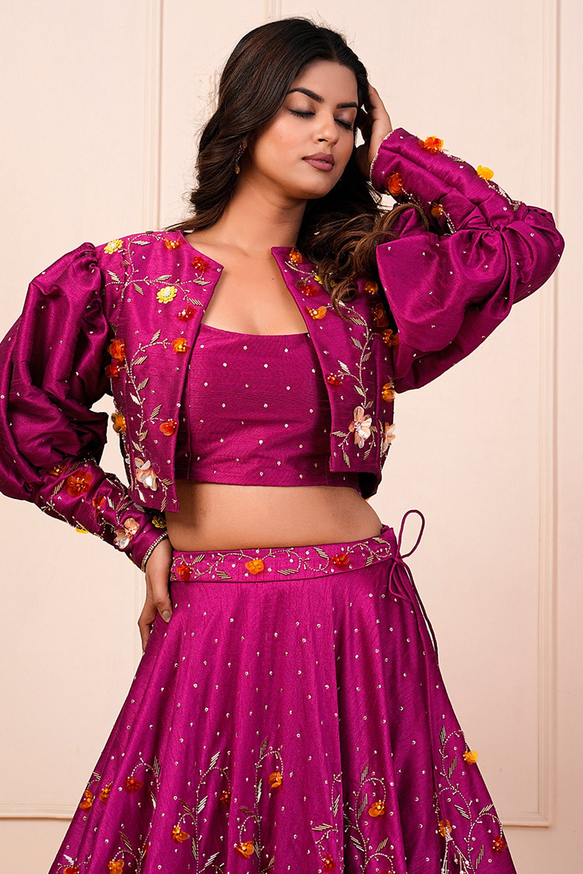 Pink Silk Handwork Lehenga Set