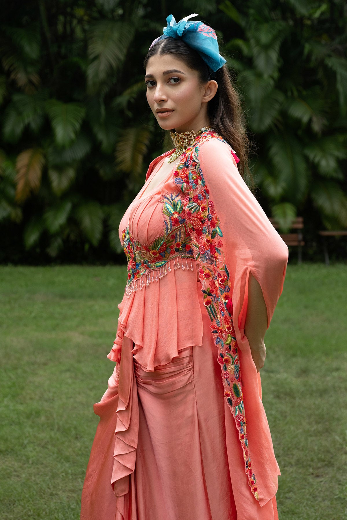 Pink Silk Satin Indo-Western