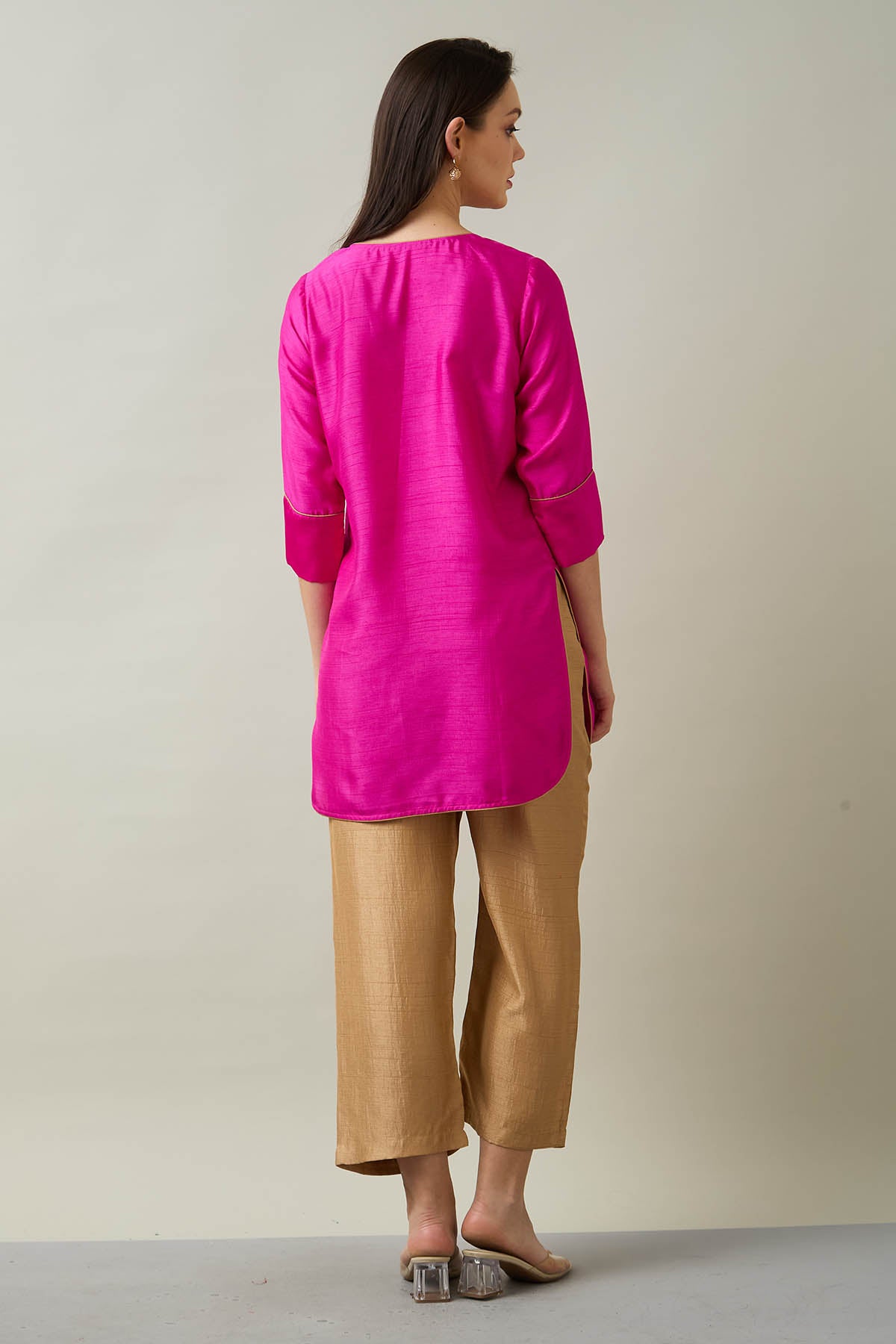 Pink Silk Short Tunic & Pants