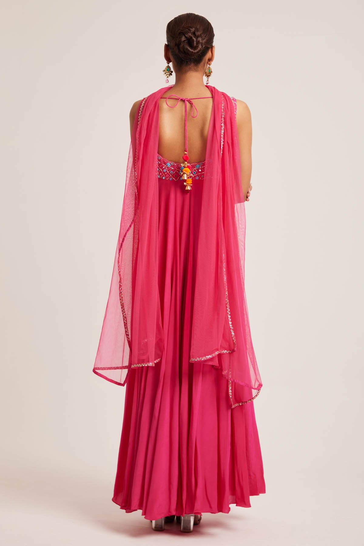 Pink Sleeveless Anarkali Set