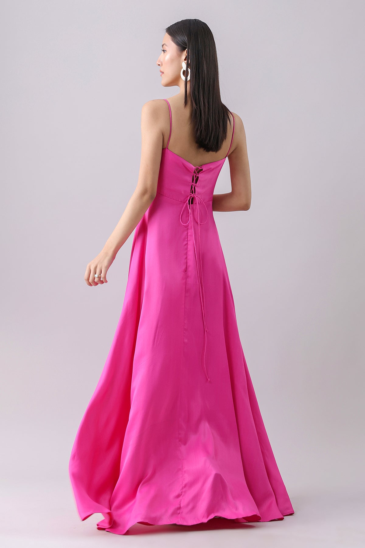 Pink Sleeveless Pleated Gown