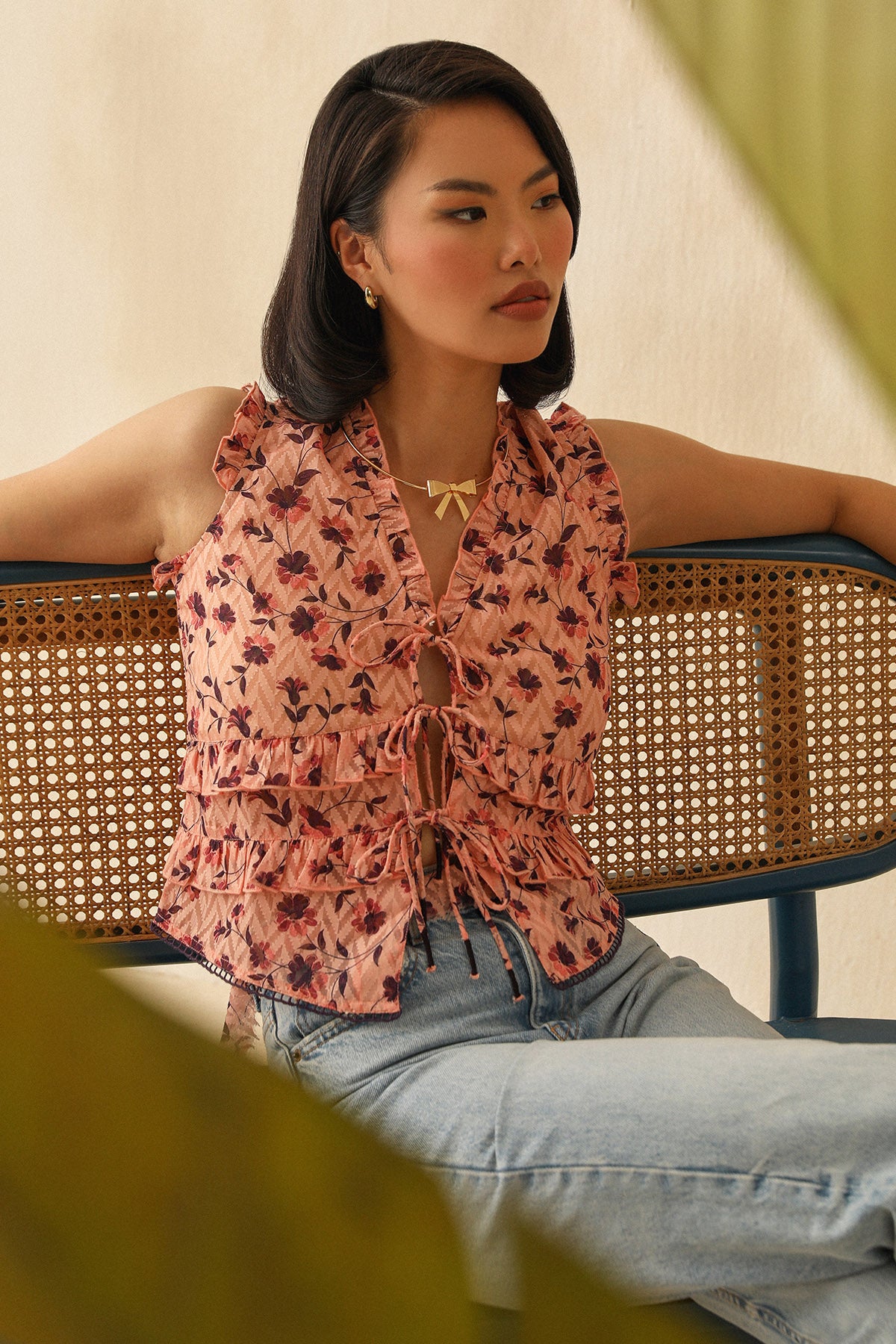 Pink Sleeveless Printed Top