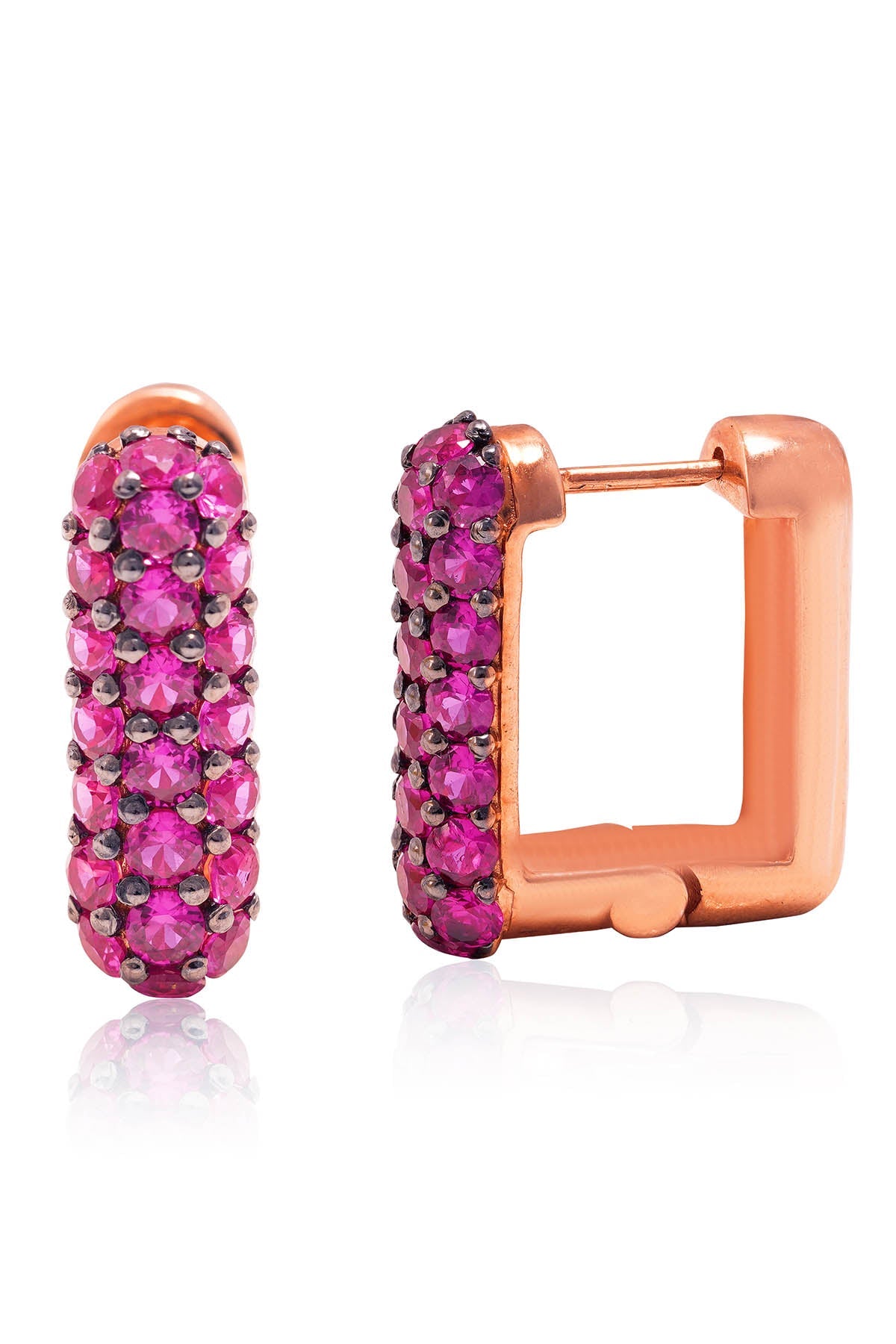 Buy Pink Square Shaped Hoop Earrings by Prata for women online at ScrollnShops
