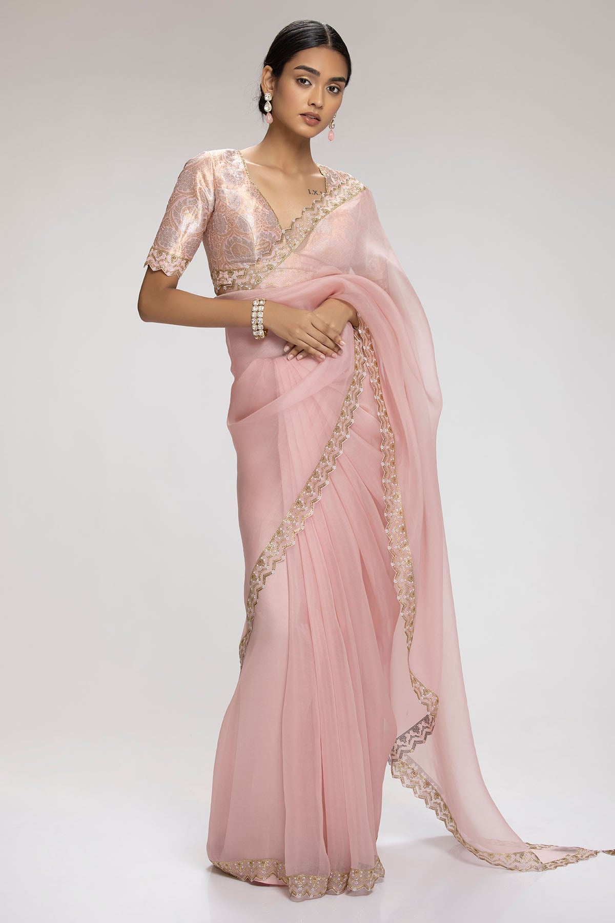 Chhaya Mehrotra Pink Stones Embellished Saree for women online at ScrollnShops