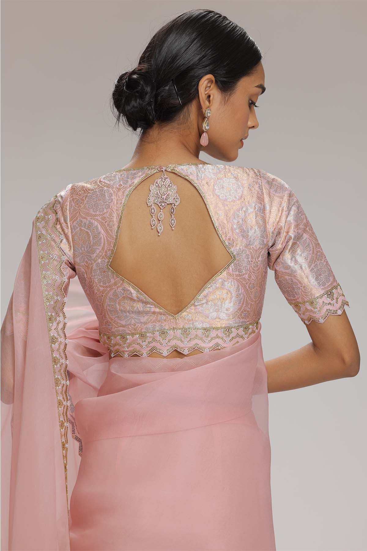 Pink Stones Embellished Saree