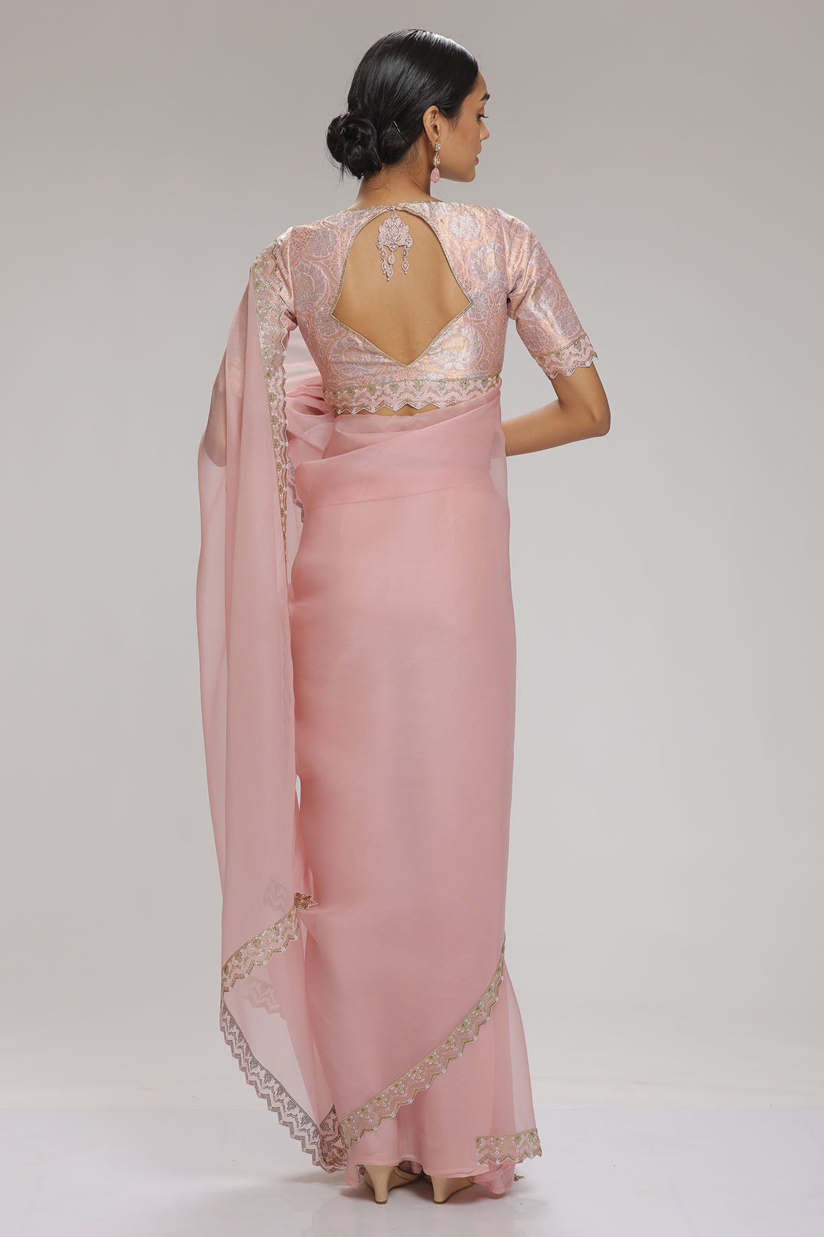 Pink Stones Embellished Saree