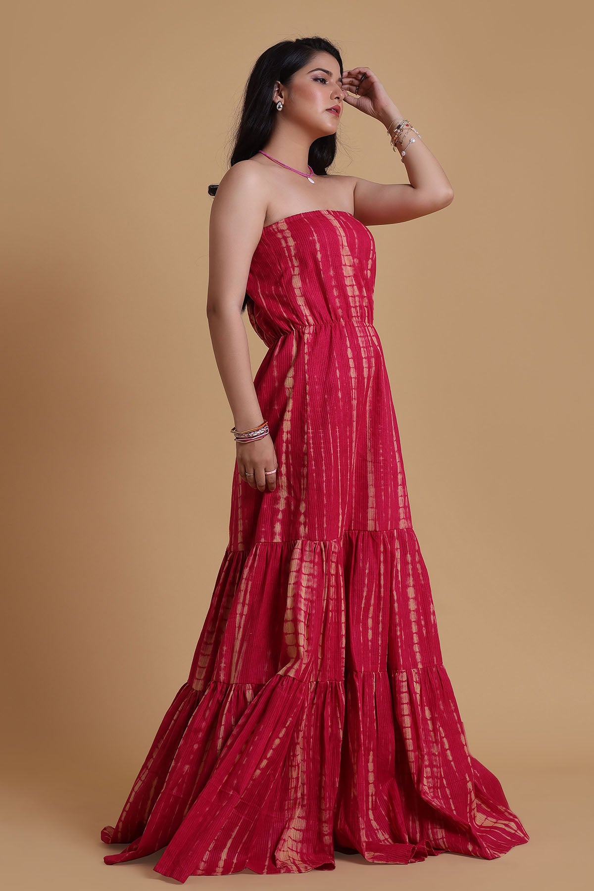 Pink Strapless Layered Dress