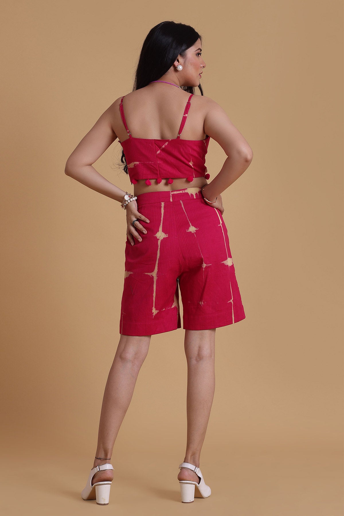 Pink Strappy Crop Top & Shorts