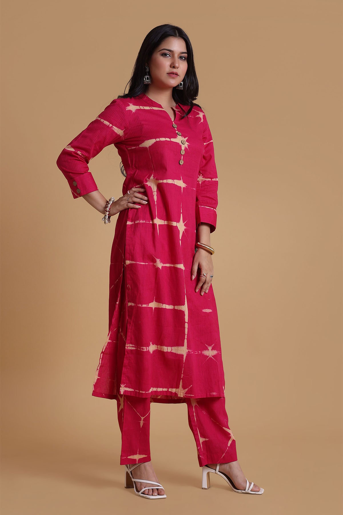 Pink Stripes Cotton Kurta Set