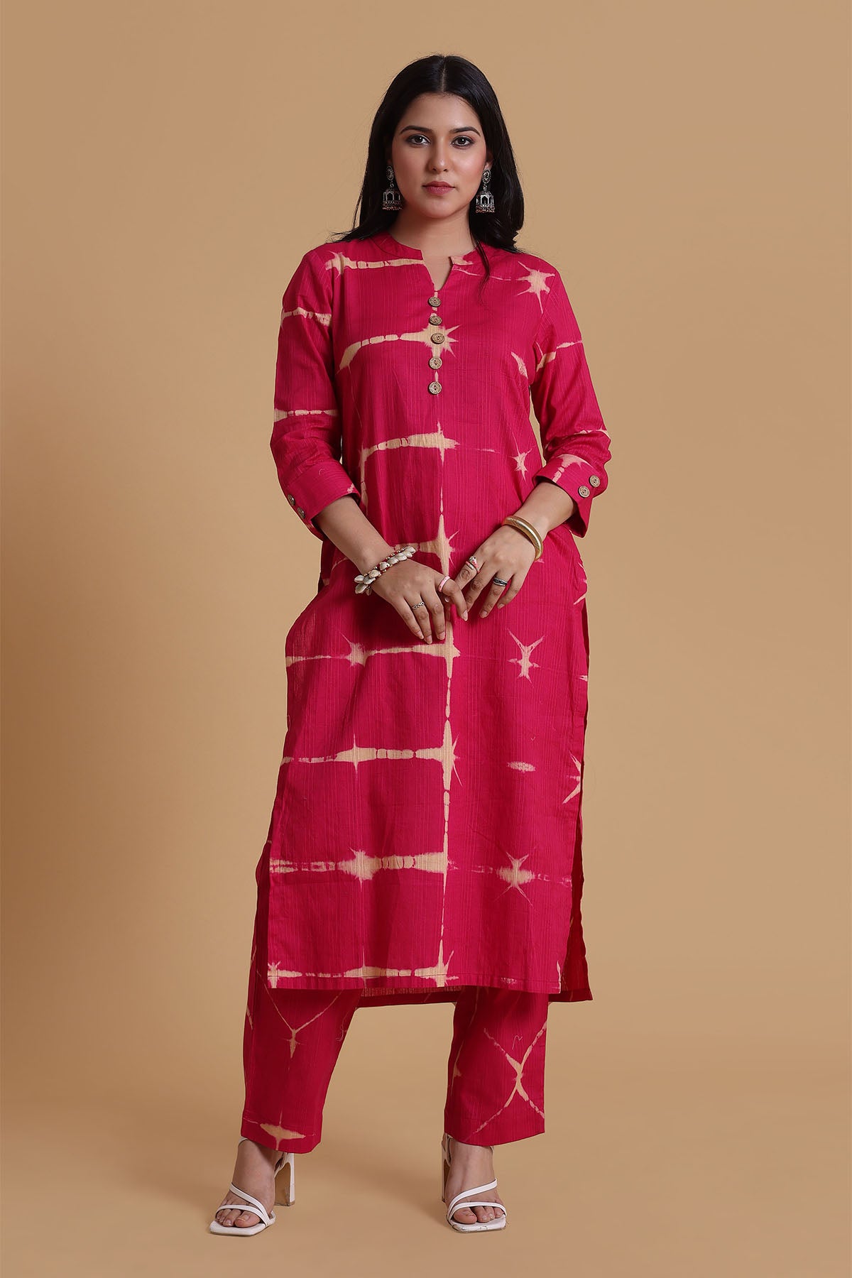 Pink Stripes Cotton Kurta Set
