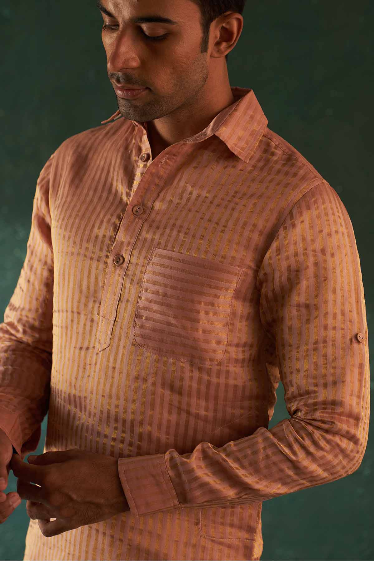 Pink Stripes Pathani Kurta Set