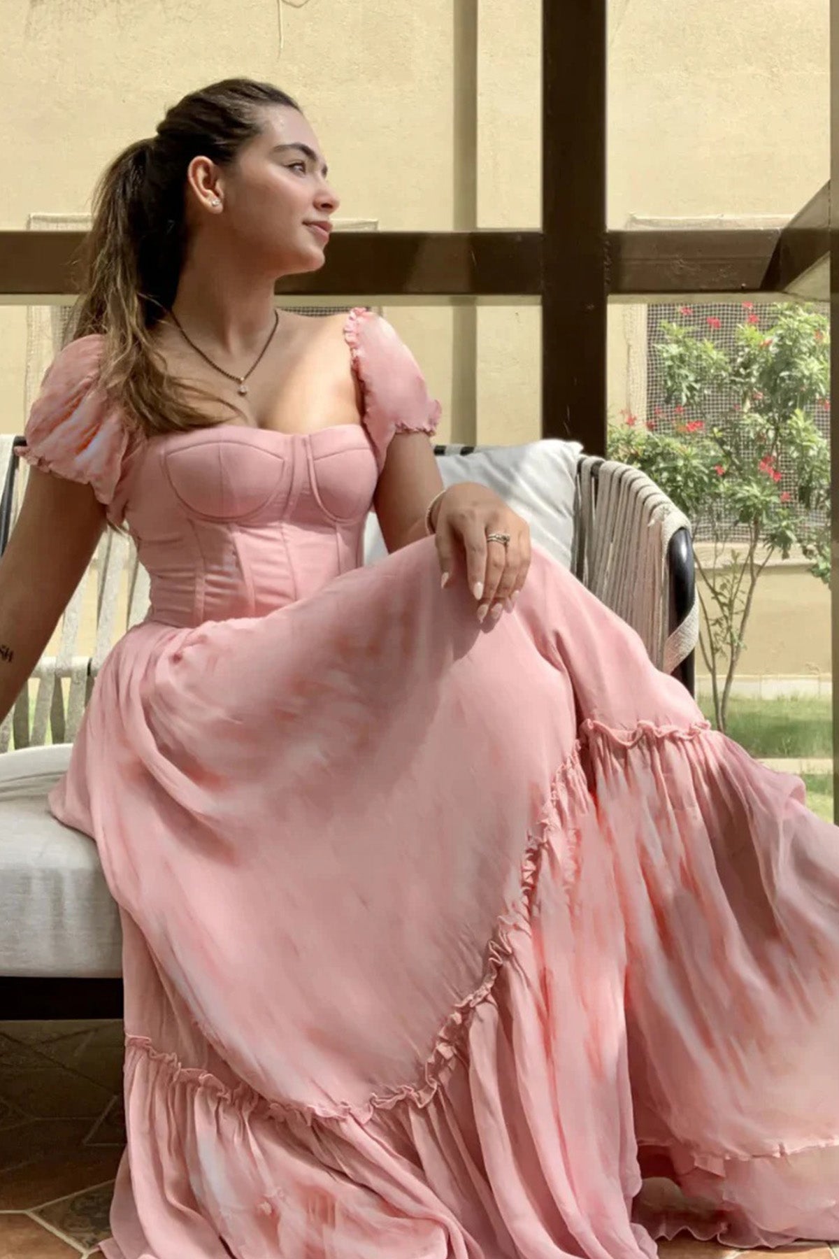 Pink Sweetheart Neckline Dress
