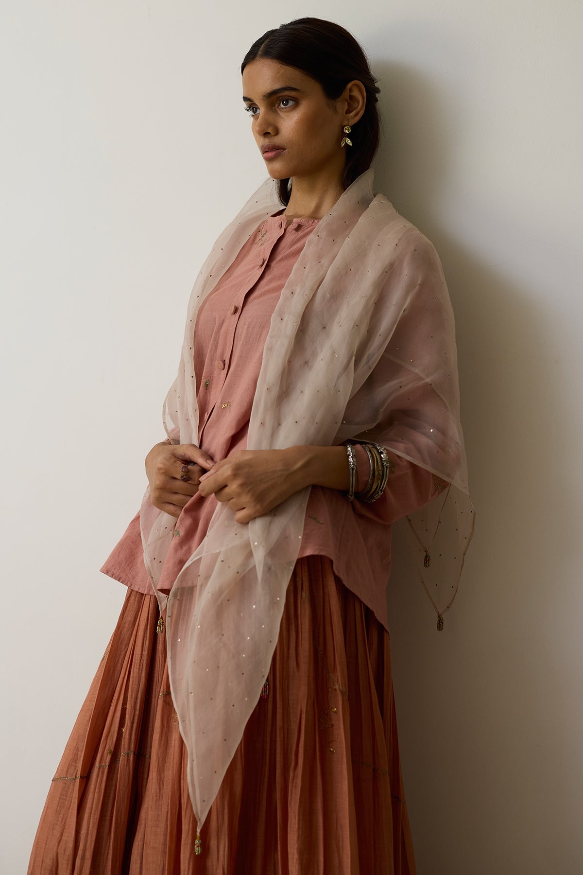 Buy Pink Thread & Dabka Lehenga Set for women by Rhua India online available at scrollnshops
