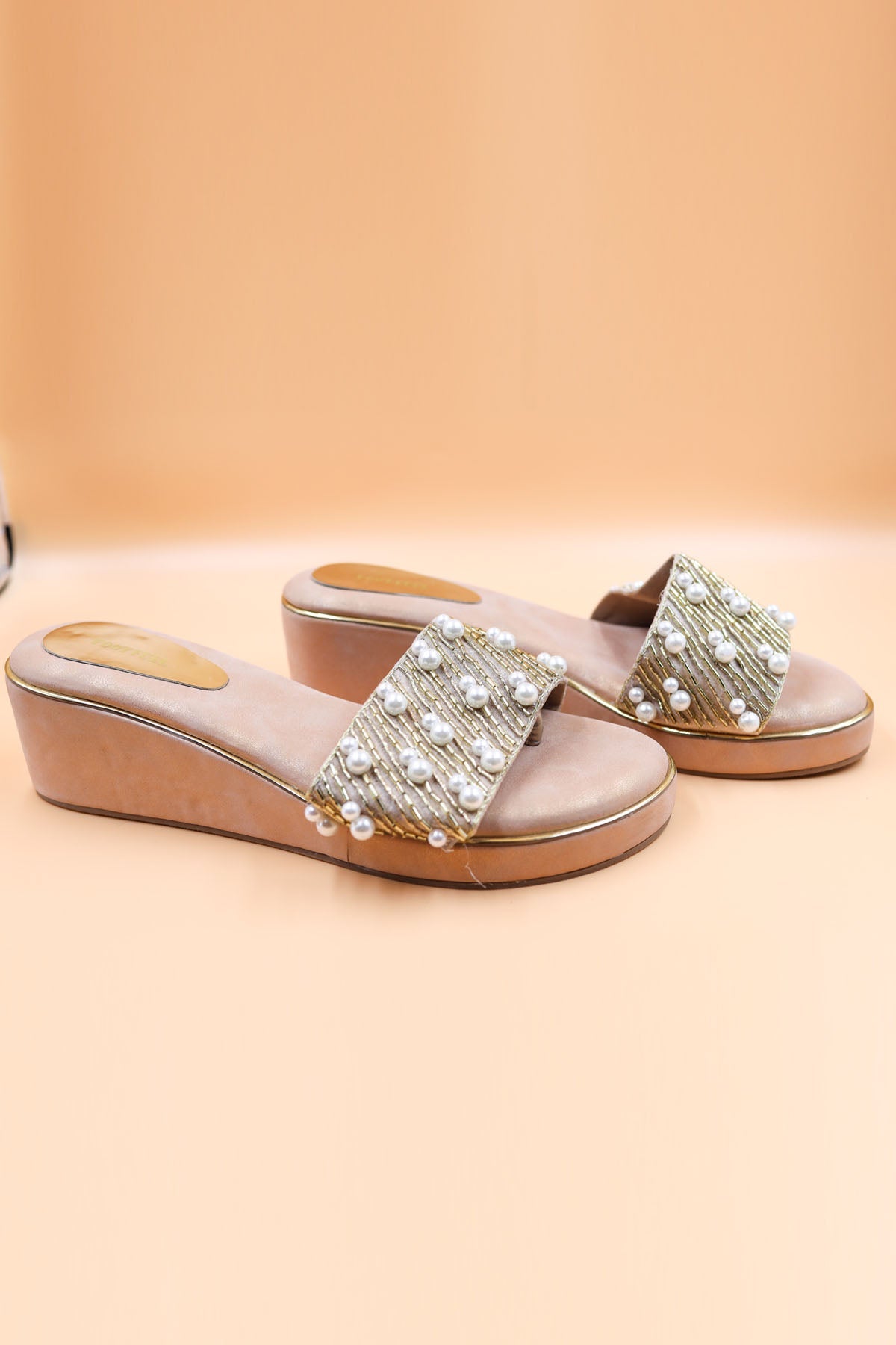 Foot Fuel Pink Thread Embellished Wedges for accessories online at ScrollnShops