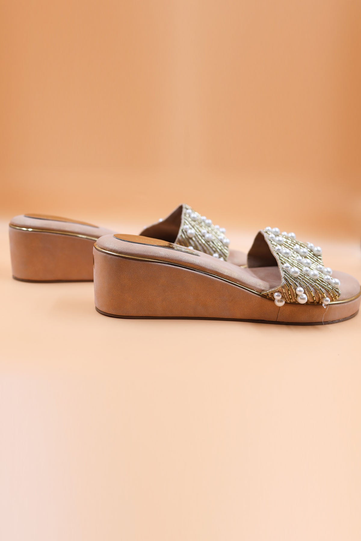 Pink Thread Embellished Wedges