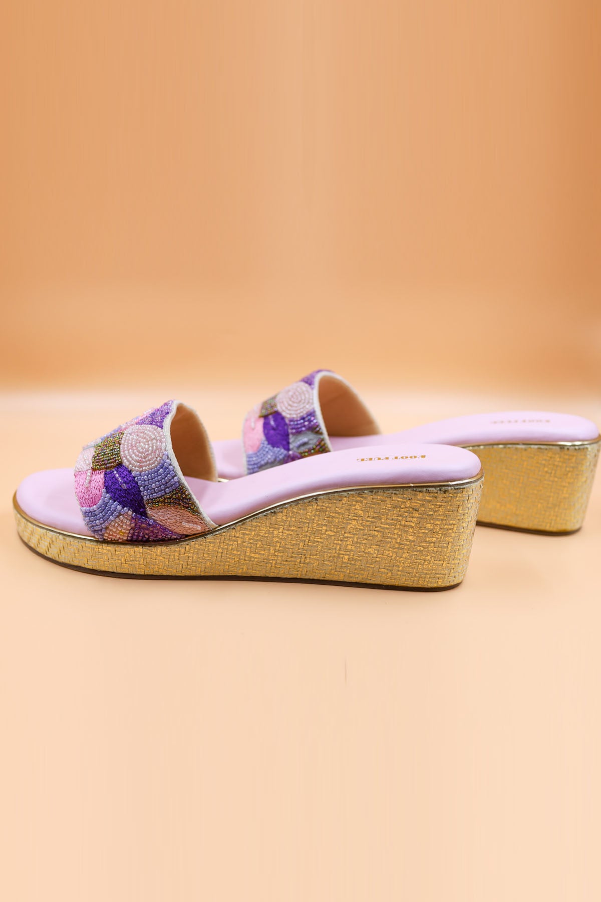 Pink Thread Embroidered Wedges