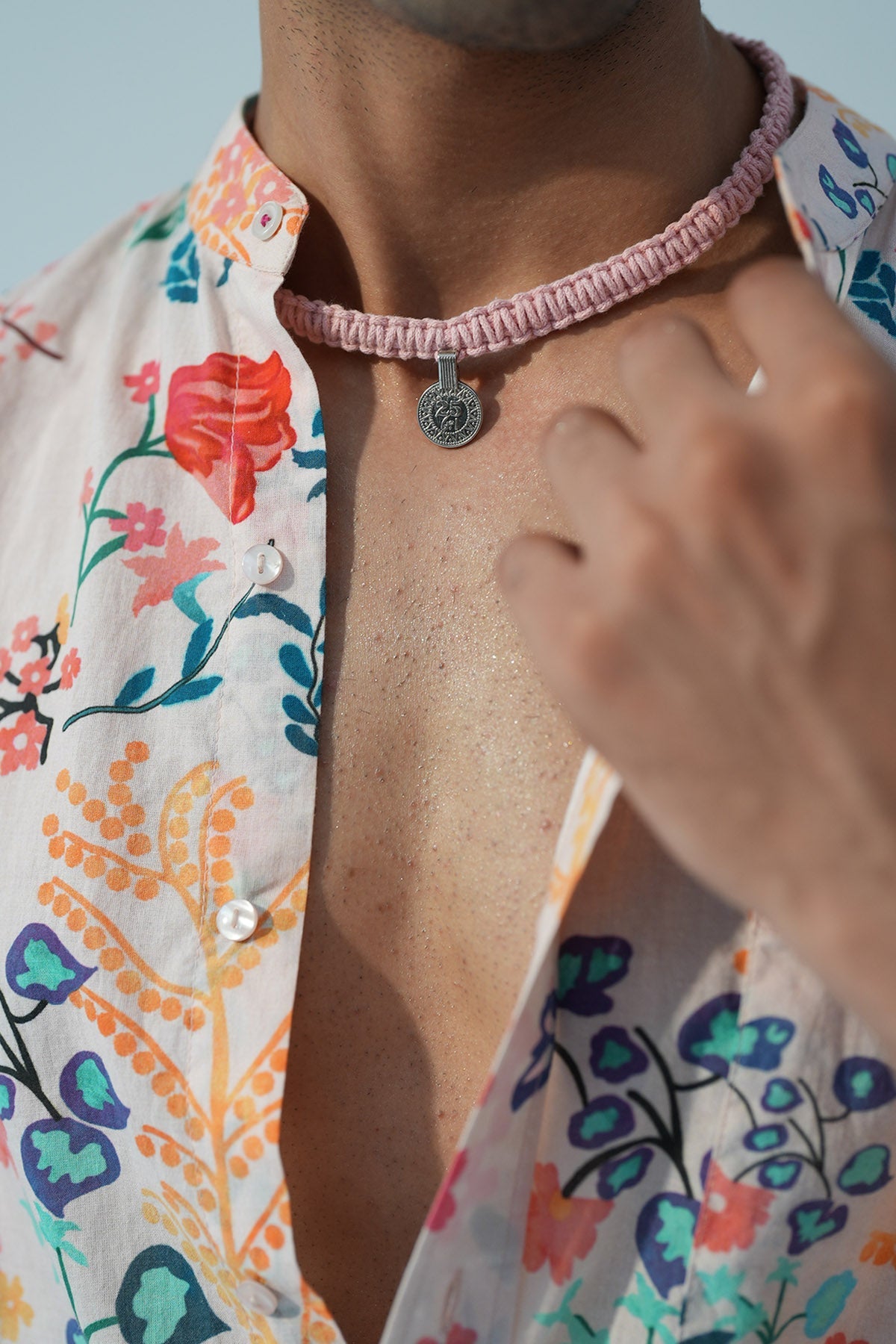 Buy Pink Thread Knotted Coin Choker by Beachbum for men online at ScrollnShops