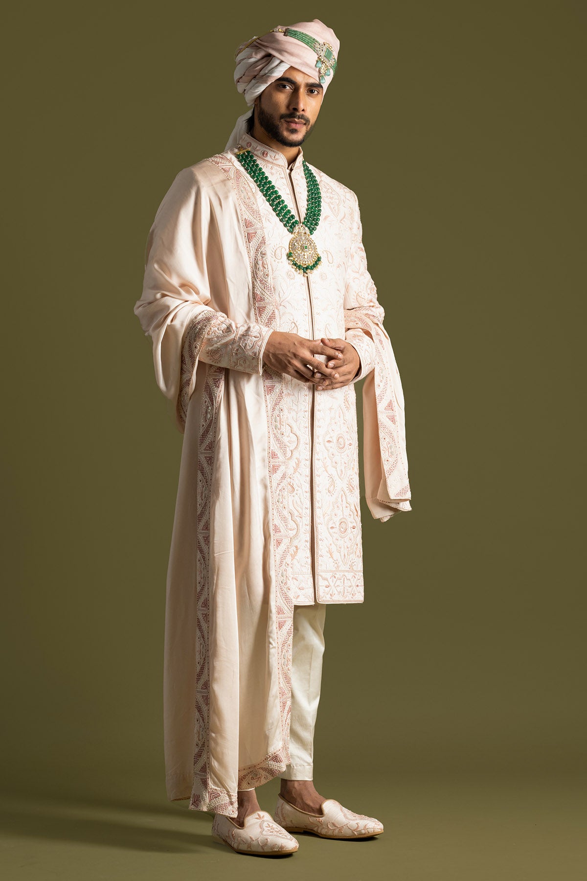 Pink Thread Maal Work Sherwani
